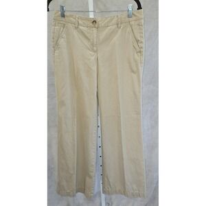 Lands' End Tan Cotton Khaki Chino Wide Leg Pants Women's Fit 1 Size 6 Preppy